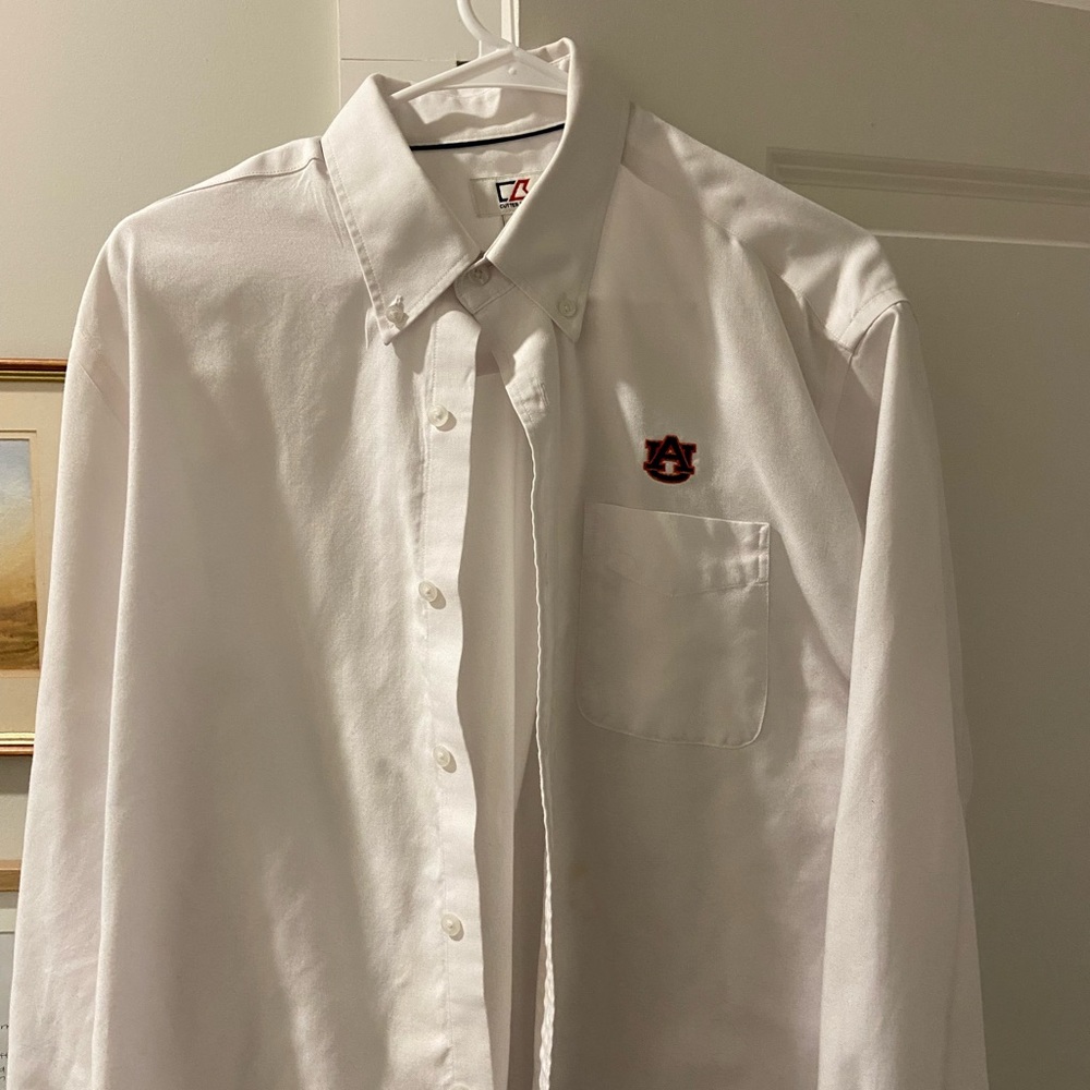 White Nice Button Down Shirt Sz M Auburn